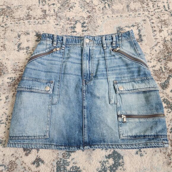 Free People Dresses & Skirts - Free People We The Free Cargo Mini Skirt Women's 28 Blue Denim Avenue Utility